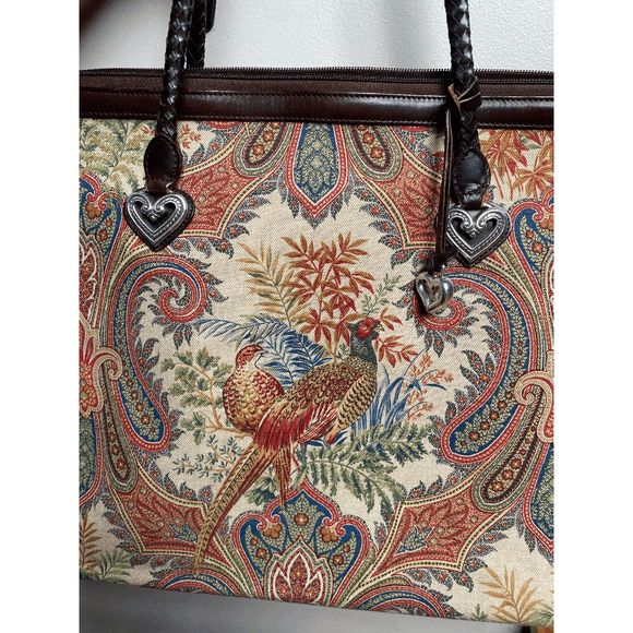 Brighton Pheasant Tapestry and Leather Weekender Tote - RARE Collectors Purse - Picture 13 of 13